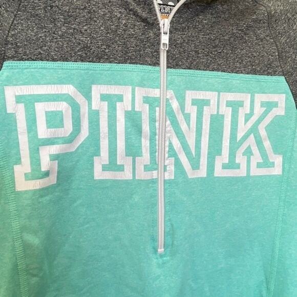 PINK Ultimate Activewear Jacket Sz S Womens Reflective Half Zip Pocket Teal Gray - Picture 6 of 13